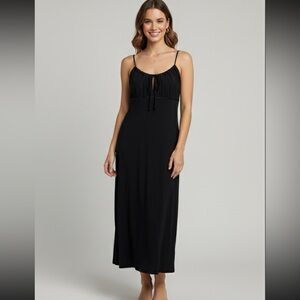 Wild Fable Women’s tie keyhole detail size large black sleeveless midi dress